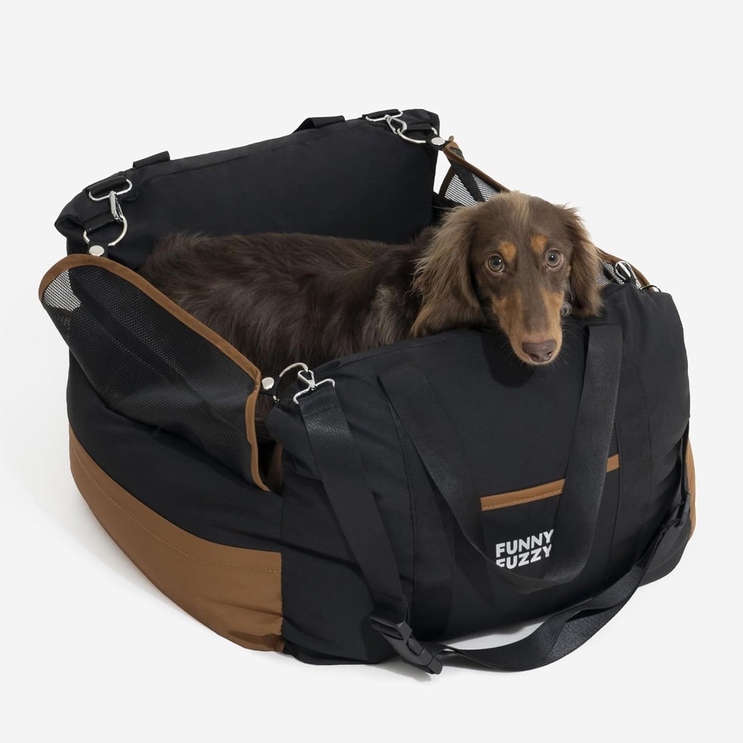 Waterproof Dog Car Seat for Small & Medium Dogs up to 35Lbs,Fully Detachable and Washable Dog Travel Carrier＆Pet Car Seat Bed with Thick Cushion, Breathable Mesh,Adjustable Straps(Black)