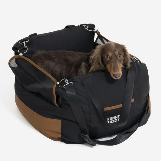 Waterproof Dog Car Seat for Small & Medium Dogs up to 35Lbs,Fully Detachable and Washable Dog Travel Carrier＆Pet Car Seat Bed with Thick Cushion, Breathable Mesh,Adjustable Straps(Black)