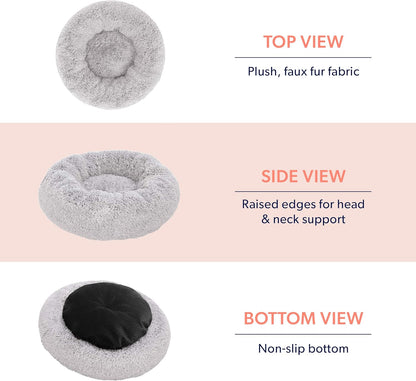 Small Beige Dog Bed for up to 25Lbs, Calming Orthopedic Pet Bedding for Anxiety Relief, Joint Support & Comfort, Washable Dog Furniture