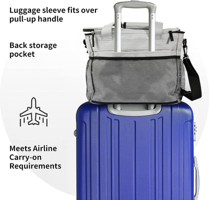 Stylish Pet Travel Bag: Airline Approved Tote for Dogs & Cats - Includes Multi-Function Pockets & Collapsible Bowls (Gray)