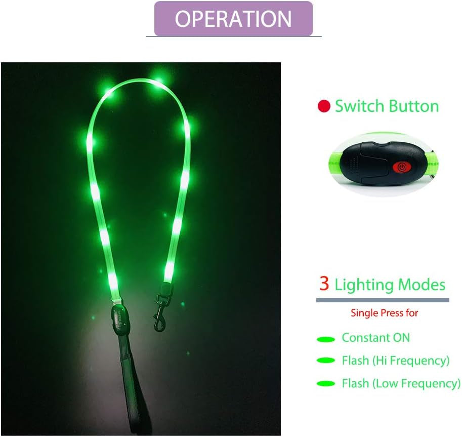 Led Dog Collar Light, USB Rechargeable Lighted up Collars Glowing in Dark Make Pets Safe from Danger at Night