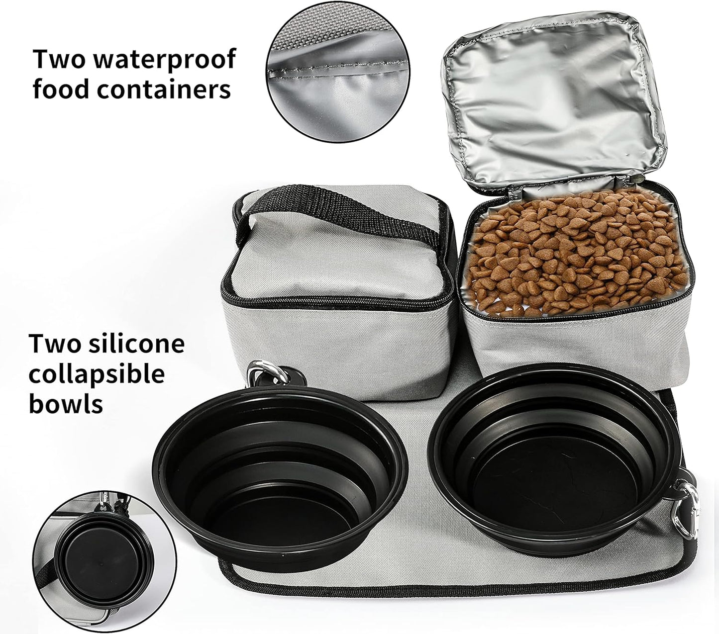 Stylish Pet Travel Bag: Airline Approved Tote for Dogs & Cats - Includes Multi-Function Pockets & Collapsible Bowls (Gray)