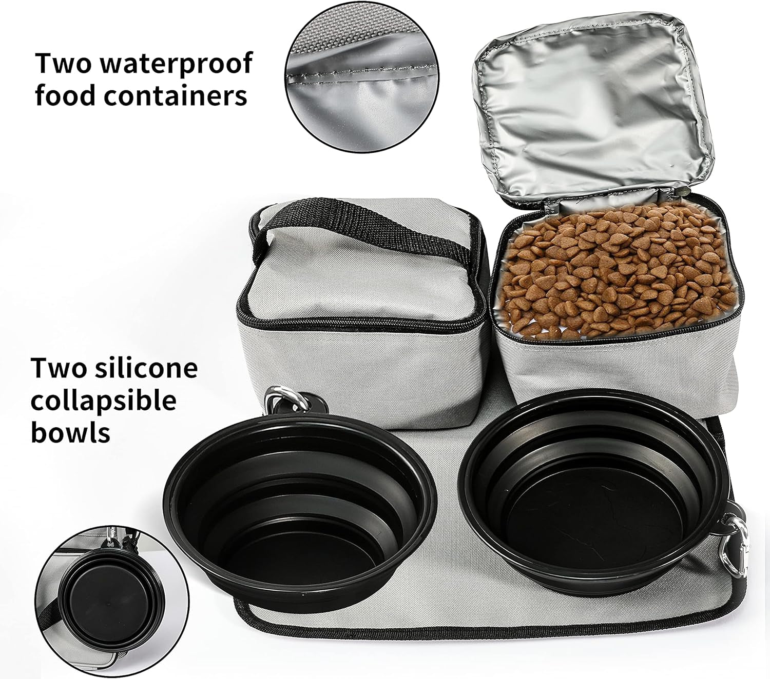 Stylish Pet Travel Bag: Airline Approved Tote for Dogs & Cats - Includes Multi-Function Pockets & Collapsible Bowls (Gray)