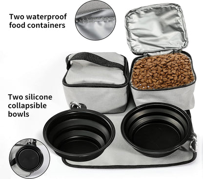 Stylish Pet Travel Bag: Airline Approved Tote for Dogs & Cats - Includes Multi-Function Pockets & Collapsible Bowls (Gray)