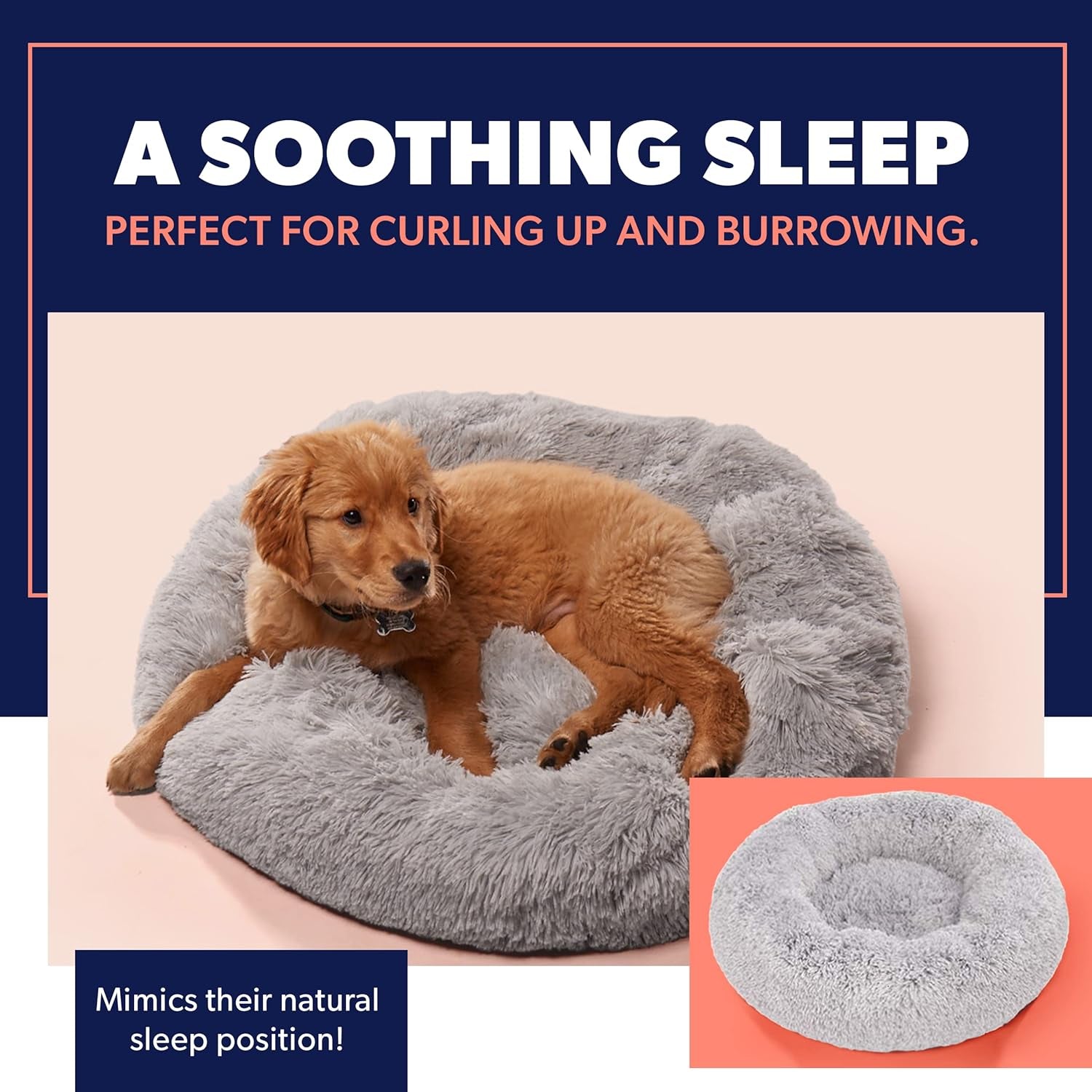 Small Beige Dog Bed for up to 25Lbs, Calming Orthopedic Pet Bedding for Anxiety Relief, Joint Support & Comfort, Washable Dog Furniture