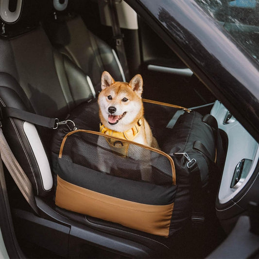 Waterproof Dog Car Seat for Small & Medium Dogs up to 35Lbs,Fully Detachable and Washable Dog Travel Carrier＆Pet Car Seat Bed with Thick Cushion, Breathable Mesh,Adjustable Straps(Black)