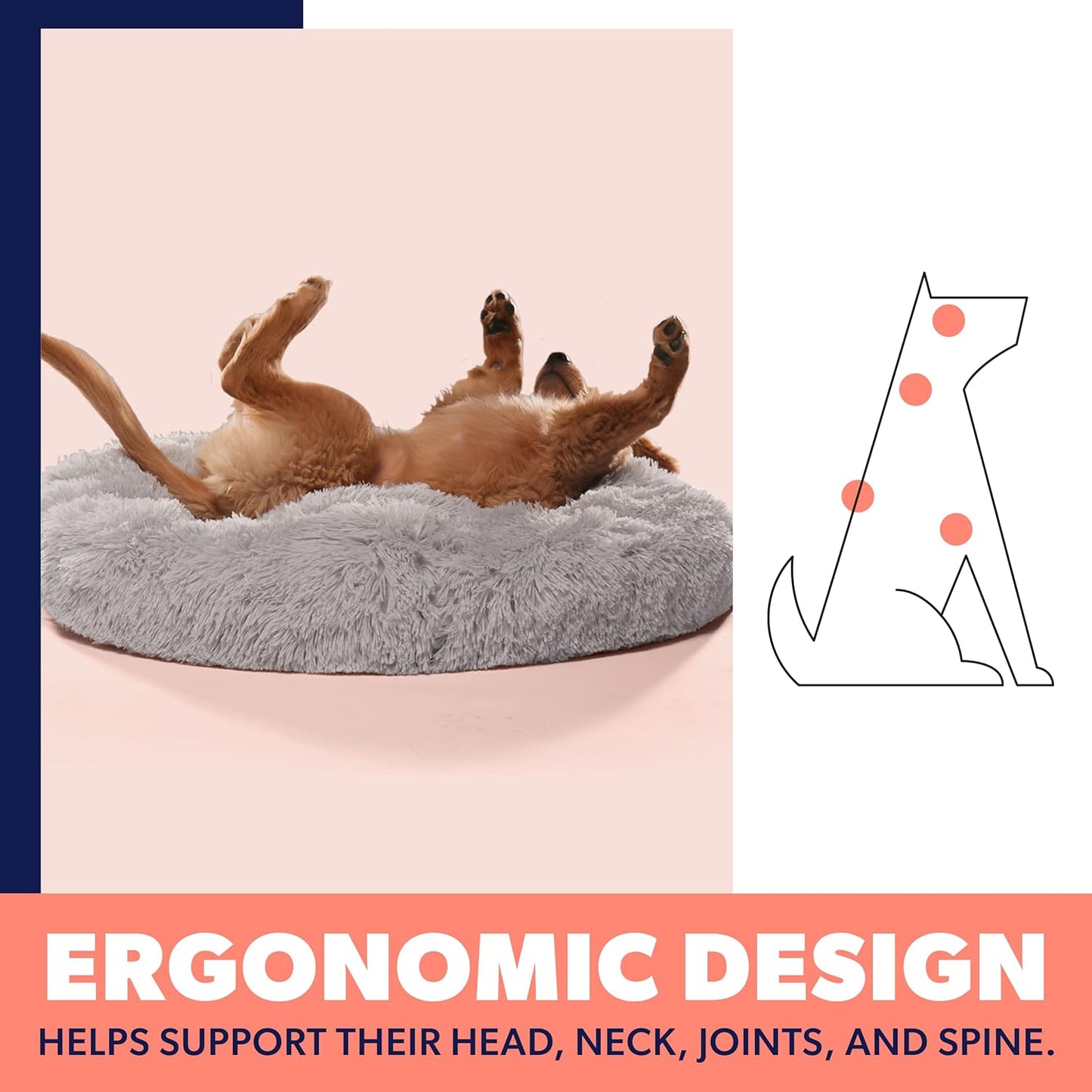 Small Beige Dog Bed for up to 25Lbs, Calming Orthopedic Pet Bedding for Anxiety Relief, Joint Support & Comfort, Washable Dog Furniture
