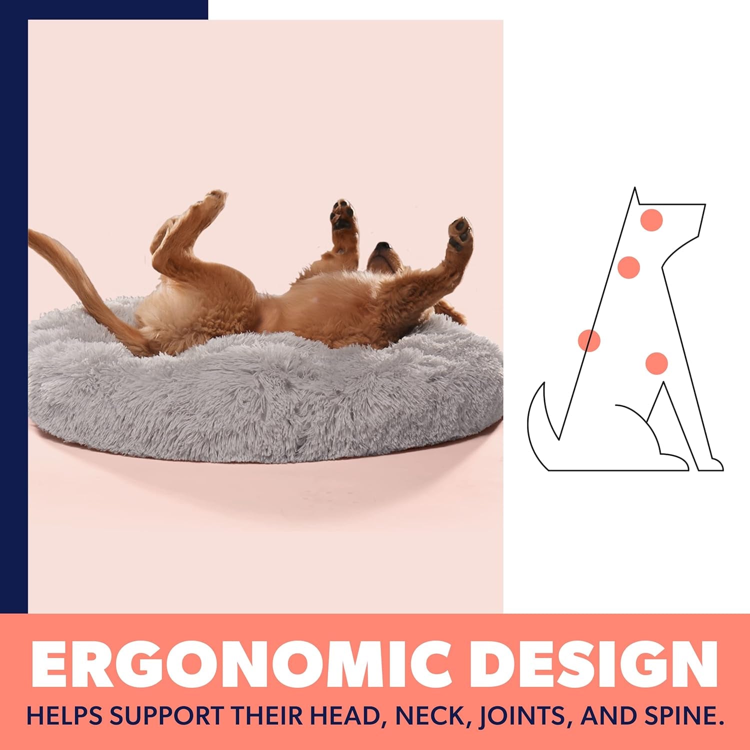 Small Beige Dog Bed for up to 25Lbs, Calming Orthopedic Pet Bedding for Anxiety Relief, Joint Support & Comfort, Washable Dog Furniture